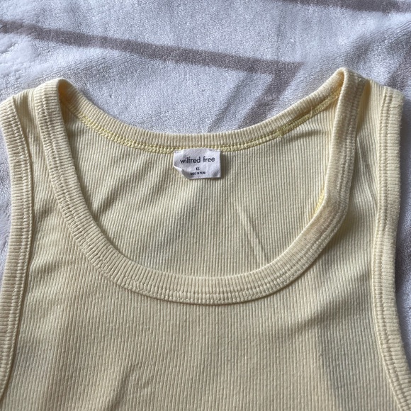 EUC, Wilfred Free Women’s Scoopneck Racerback Baby Yellow Crop Tank Top Size XS - Picture 6 of 9